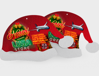 Móbile Gorro de Papai Noel Grande PVC 0,3 mm Verniz Total Frente e Verso 35,6x22 cm - 4x4 - 25 unid